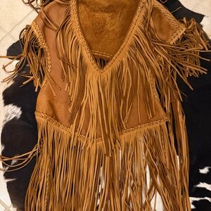 Fringed Tan Suede Vest